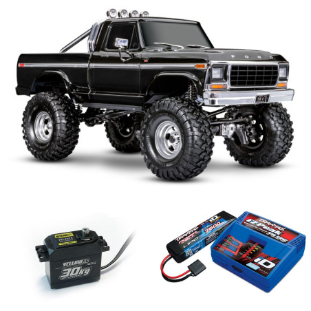 PACK TRAXXAS TRX-4 Ford 1979 F-150 RANGER XLT+CAMBIO DE SERVO++CARGADOR TRX Y BATERIA 7600MAH 7,4V TRX - Imagen 1