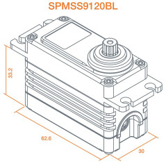 SERVO SPEKTRUM S9120BL 1/5 Digital HV Servo de superficie de engranaje de metal sin escobillas de alto par SPMSS9120BL - Imagen 2