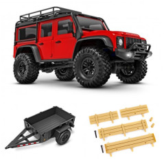 PACK TRAXXAS LAND ROVER DEFENDER 1/18 TRX-4M 4WD ELECTRICO, ROJO+REMOLQUE/ENGANCHE TRX9795+PANELES TRX9798 - Imagen 1