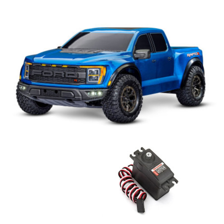 TRAXXAS FORD F-150 RAPTOR  4X4: CAMIONETA 4WD A ESCALA 1/10 CON TQI AZUL+CAMBIO DE SERVO POR TRX2075x - Imagen 1