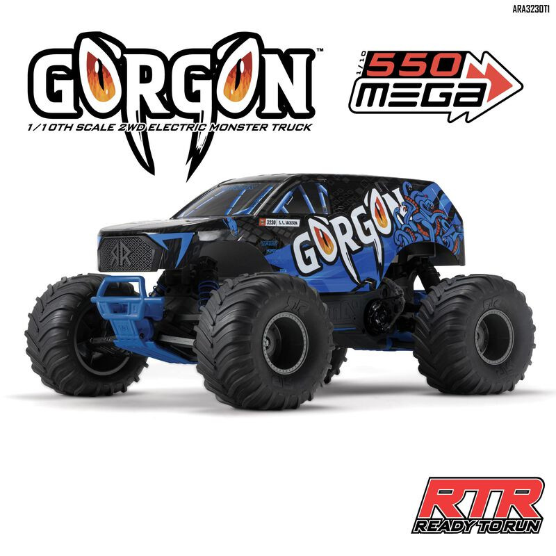 ARRMA 1/10 GORGON 4X2 MEGA 550 MONSTER TRUCK BRUSHED RTR AZUL+BATERIA Y CARGADOR - Imagen 6