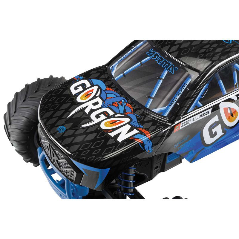 ARRMA 1/10 GORGON 4X2 MEGA 550 MONSTER TRUCK BRUSHED RTR AZUL+BATERIA Y CARGADOR - Imagen 18