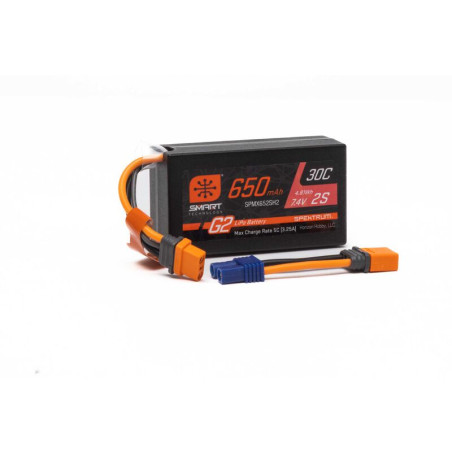 BATERIA 7.4V 650mAh 2S Smart G2 Estuche rígido 30C LiPo: IC2  SPMX652SH2 - Imagen 1