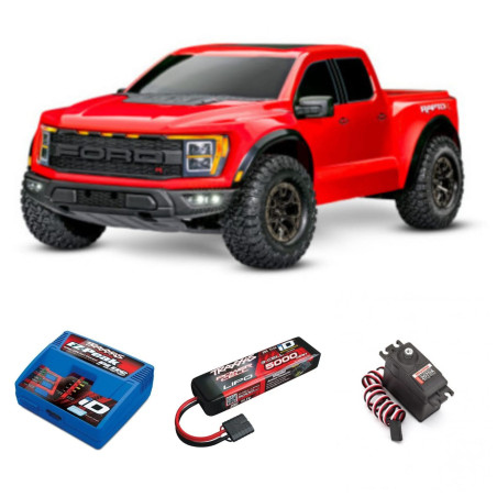 TRAXXAS FORD F-150 RAPTOR  4X4: CAMIONETA 4WD A ESCALA 1/10 CON TQI ROJO+CAMBIO DE SERVO POR TRX2075X+BATERIA Y CARGADOR TRX - Imagen 1