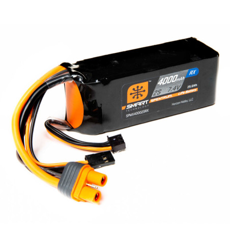 7.4V 4000mAh 2S 15C Smart LiPo Receiver Battery: Universal Receiver, IC3
ArtikelnummerSPMX40002SRX - Imagen 1