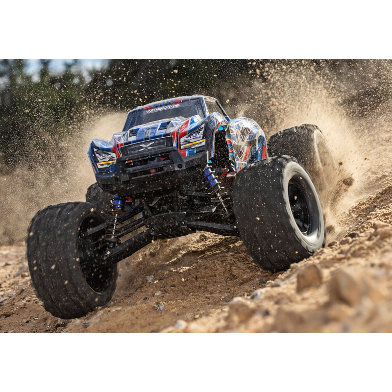 TRAXXAS XMAXX 4WD 8S CAMIÓN MONSTRUO BELTED 1/5 BRUSHLESS AZUL,(NEUMATICOS SLEDGEHAMMER CON CINTURON) - Imagen 5