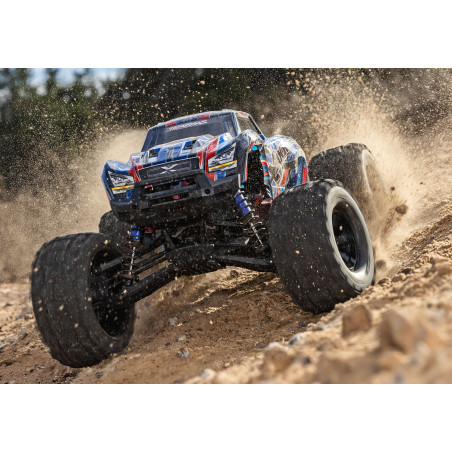TRAXXAS XMAXX 4WD 8S CAMIÓN MONSTRUO BELTED 1/5 BRUSHLESS AZUL,(NEUMATICOS SLEDGEHAMMER CON CINTURON) - Imagen 5