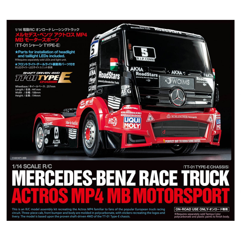 KIT TAMIYA 1:14 RC MB Race Truck Actros MP4 TT-01E(necesario montaje) - Imagen 2