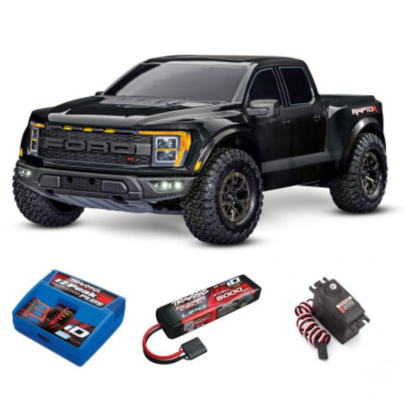PACK 5000MAH 11,1V+CARGADOR+TRAXXAS FORD F-150 RAPTOR 1/10 CON TQI NEGRO+CAMBIO DE SERVO POR TRX2075X - Imagen 1
