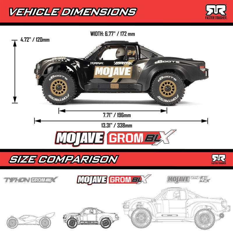 ARA2304T1ARRMA MOJAVE GROOM 1/18 BRUSHLESS BLX 223S 4X4 RTR NEGRO - Imagen 11
