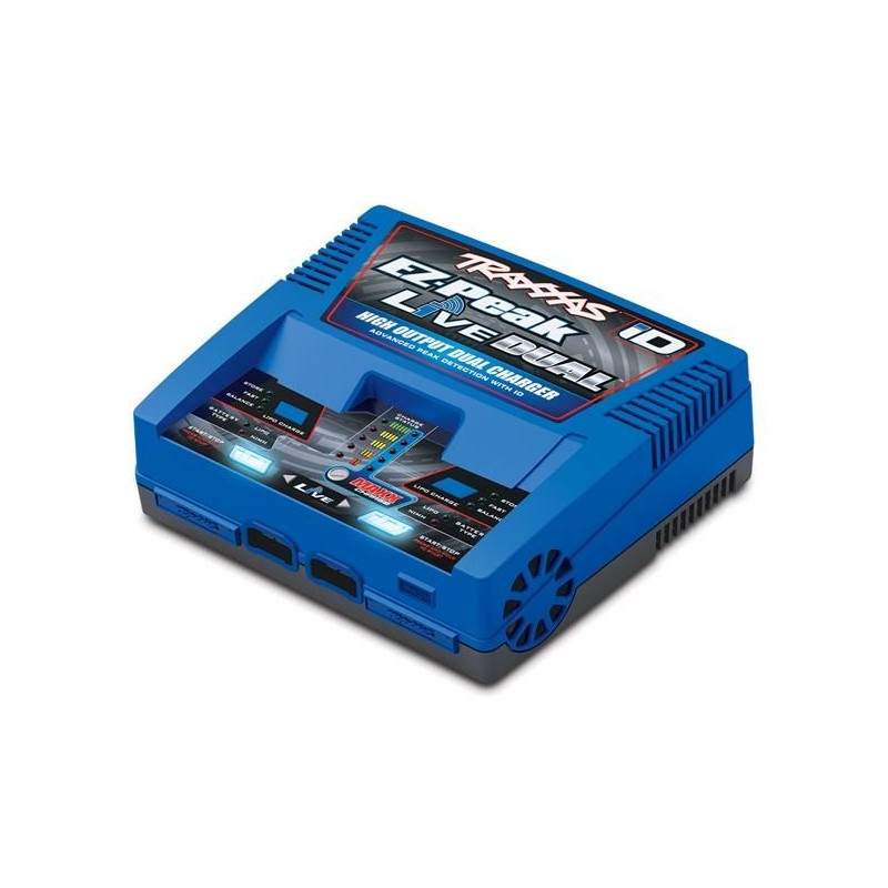 Cargador Traxxas, EZ-Peak Live, cargador Duo de 200 W NiMH/LiPo con iD Auto Bat EU - Imagen 1