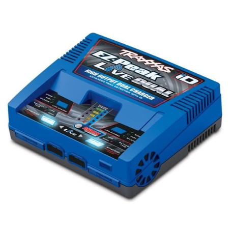 Cargador Traxxas, EZ-Peak Live, cargador Duo de 200 W NiMH/LiPo con iD Auto Bat EU - Imagen 1