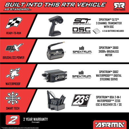 ARRMA CAMION TODOTERRENO SENTON 223S BLX BRUSHLESS 4x4 1/10, RTR CON DSC ,AMARILLO - Imagen 22