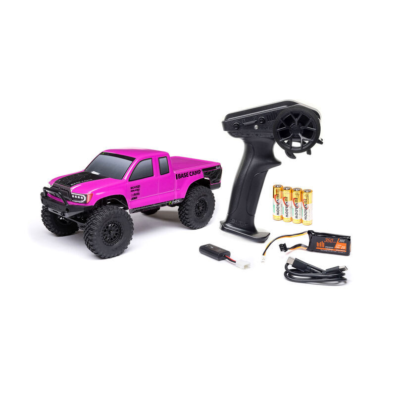 AXIAL 1/24 SCX24 BASE CAMP 4WD ROCK CRAWLER BRUSHED RTR CON BATERIA Y CARGADOR ROSA - Imagen 1