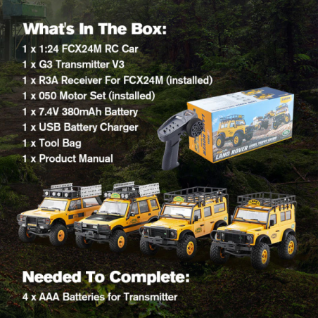 FMS Land Rover Defender 90 FCX24M RTR 4x4 1/24 camel Trophy Serie - Imagen 6