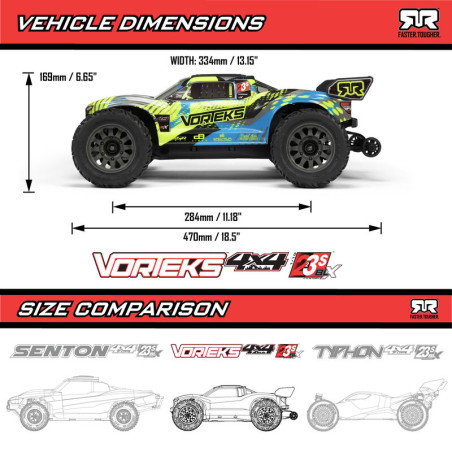 ARRMA VORTEKS 223S DSC 4X4 3S BLX 1/10 Stadium Truck RTR Brushless RTR - Imagen 23