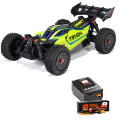 PACK ARRMA TYPHON BUGGY BRUSHLESS 223S DSC 4X4 RTR1/8, AMARILLO+BATERIA Y CARGADOR SPEKTRUM - Imagen 1