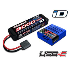 COMBO batería/cargador (incluye cargador USB-C NiMH/LiPo iD 2985 (1), batería LiPo iD de 2 celdas 20 C y 3000 mAh n.° 2827X) - Imagen 1
