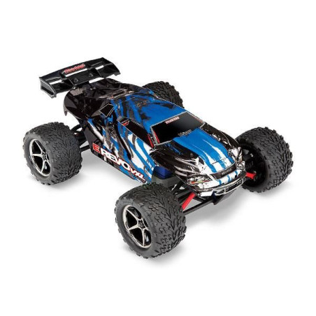 Traxxas E-Revo VXL: Monster Truck 4WD sin escobillas a escala 1/16 con TQi Traxxas Link habilitado de 2,4 GHz y TSM - Azul X - Imagen 1