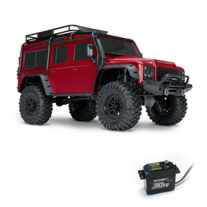 TRAXXAS TRX4 LAND ROVER DEFENDER CRAWLER 4X4 ,CARROCERIA SIN CLIP, 1/10 RTR ROJO INCLUYE CAMBIO DE SERVO ORIGINAL A YELLOW 30KG - Imagen 1