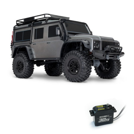 TRAXXAS TRX4 LAND ROVER DEFENDER CRAWLER 4X4 ,CARROCERIA SIN CLIP, 1/10 RTR GRIS INCLUYE CAMBIO DE SERVO ORIGINAL A YELLOW 30KG - Imagen 1
