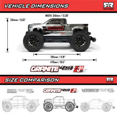 CAMION MONSTRUO ARRMA 1/10 GRANITE 223S BRUSHLESS 4WD RTR GRIS - Imagen 2