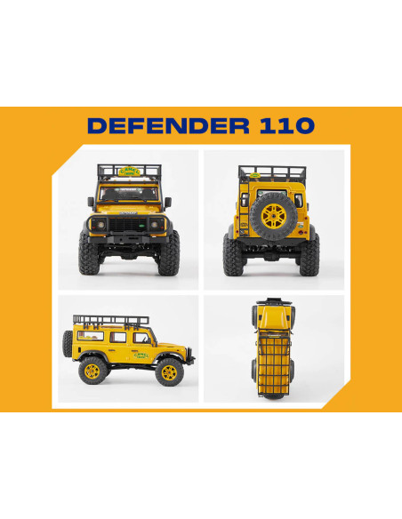 FMS LAND ROVER DEFENDER D110 RTR AMARILLO 1/24(INCLUYE BATERIA Y CARGADOR USB) - Imagen 1