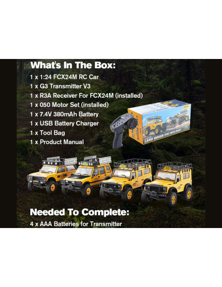 FMS LAND ROVER DEFENDER D110 RTR AMARILLO 1/24(INCLUYE BATERIA Y CARGADOR USB) - Imagen 5