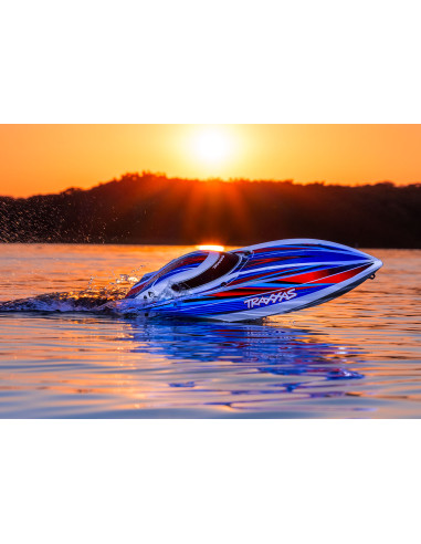 PACK EMBARCACION DE ALTO RENDIMIENTO TRAXXAS DISRUPTOR 4S de 40+ MPH AZUL+BATERIA LIPO 4S 5500MAH+CARGADOR TEAM CORALLY - Imagen 15