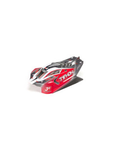 ARRMA CARROCERIA pintada y recortada  1/8 con calcomanías, color rojo: TYPHON 4X4 BLX - Imagen 1