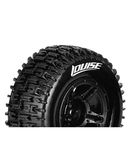 LR-T3148SBM Louise RC SC-PIONEER  1/10 Short Course Tire Set  Mounted - Soft - Black Wheels - Hex 17mm - Imagen 2