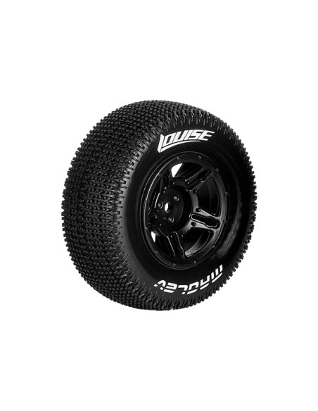 LR-T3145SBLA Louise RC  SC-MAGLEV 1/10 Short Course Tire Set  Mounted  Soft  Black Wheels  Losi TEN-SCTE 4X4 - Imagen 2