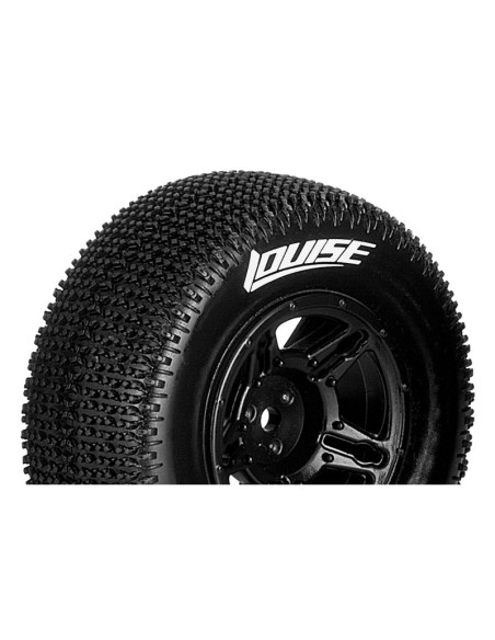 LR-T3145SBLA Louise RC  SC-MAGLEV 1/10 Short Course Tire Set  Mounted  Soft  Black Wheels  Losi TEN-SCTE 4X4 - Imagen 1