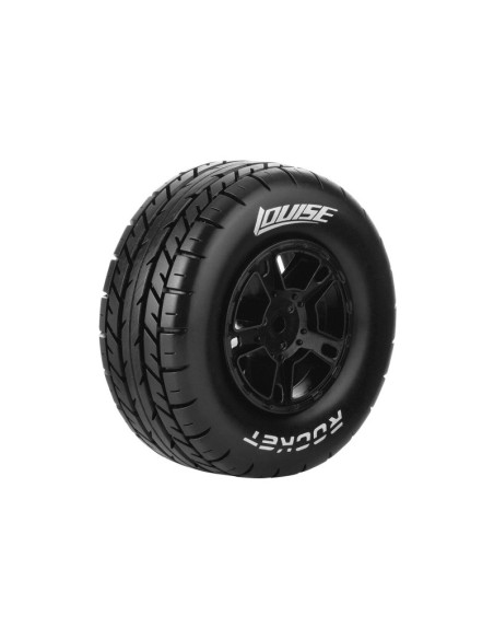 LR-T3154SBAA Louise RC  SC-ROCKET  1/10 Short Course Tire Set  Mounted - Soft - Black Wheels - Asso SC10 4X4 12mm - Imagen 2
