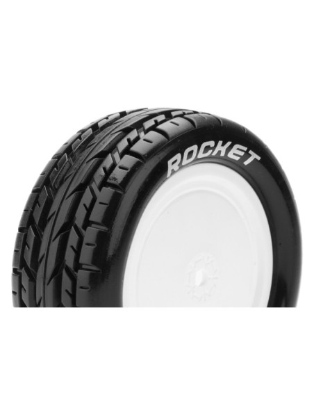 LR-T3186SWKF LOUISE E-ROCKET 1/10 Buggy Tire Set  Mounted  Soft  White Wheels  Hex 12mm  4WD  Front - Imagen 2