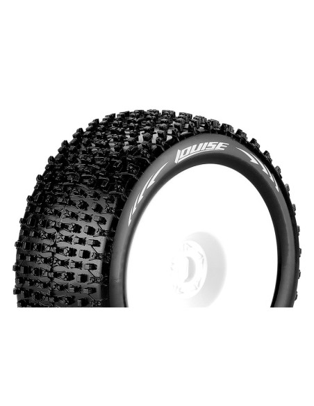 LR-T3134SWH Louise RC T-PIRATE  1/8 Truggy Tire Set  Mounted  Soft  White Wheels  1/2"-Offset  Hex 17mm - Imagen 1