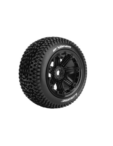 LR-T3289B VIPER  ST-VIPER 1/8 Stadium Truck Tire Set - Mounted - Sport - Black 3.8 Bead Style Wheels - Hex 17mm - Imagen 2