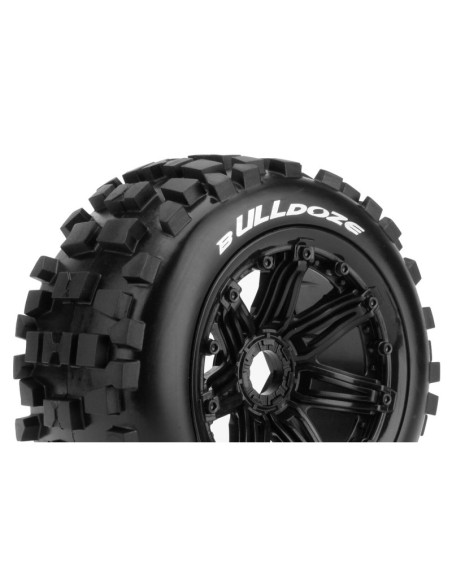 LR-T3268B Louise RC  B-ULLDOZE  1/5 Buggy Tire Set  Mounted  Sport  Black Bead-Lock Wheels - Hex 24mm - Front - Imagen 1