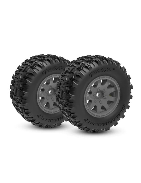 TRX10770-GRIS Neumáticos y ruedas, ensamblados (ruedas gris carbón, perfil doble (2,1" exterior, 2,6" interior) - Imagen 1