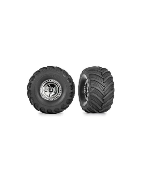 TRX9867 Neumáticos y ruedas, ensamblados (ruedas cromadas de 1,2", neumáticos Terra Groove 3,0x1,0") (2) - Imagen 1