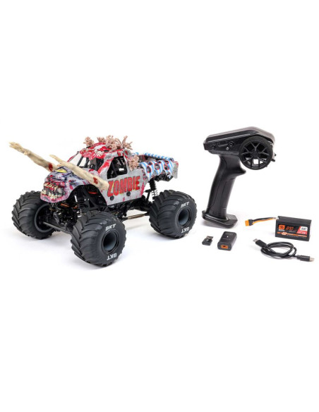 LOSI MONSTER TRUCK cepillado Mini LMT Zombie 2S 4X4 RTR a escala 1/18 (batería y cargador incluidos), rojo - Imagen 1