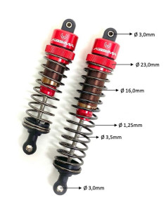 Absima 2330060 Amortiguador de aluminio de 100 mm para vehículos 1:8, rojo (2) - Imagen 2
