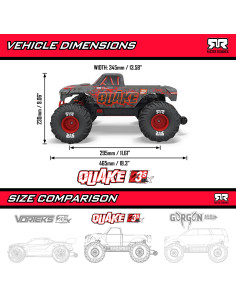 ARRMA CAMION MONSTRUO QUAKE 223S BRUSHLESS DSC 2WD RTR 1/10 ROJO - Imagen 2