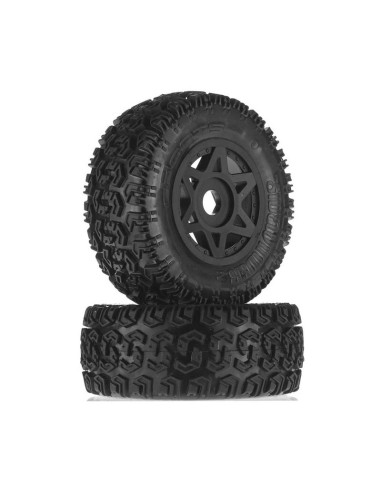 ARA550003Neumáticos premontados dBoots Sidewinder 2 delanteros/traseros 2.2/3.0, 1/10,HEX 17 mm, negros (2): 6S - Imagen 1