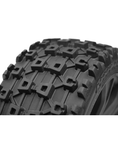 C-00180-856 TEAM CORALLY XL6S  Neumáticos  Rebel XMS Perfil bajo Rines negros pegados 1 par - Imagen 3