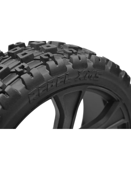 C-00180-856 TEAM CORALLY XL6S  Neumáticos  Rebel XMS Perfil bajo Rines negros pegados 1 par - Imagen 4