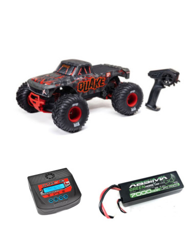 PACK ARRMA CAMION MONSTRUO QUAKE 223S BRUSHLESS DSC 2WD RTR 1/10 ROJO+BATERIA Y CARGADOR - Imagen 1