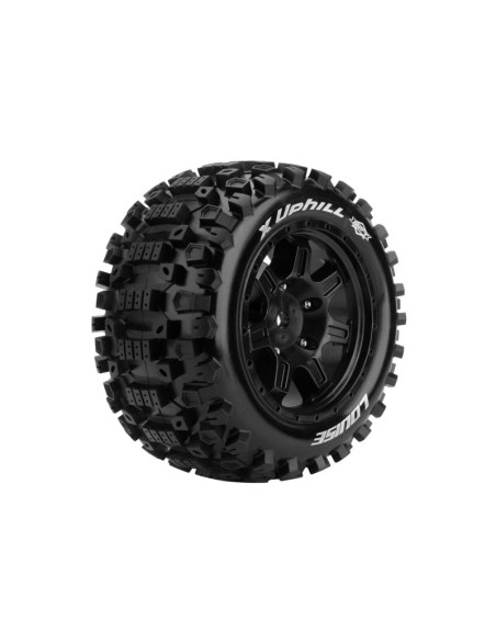 LR-T3297BM Louise RC  MFT  X-UPHILL  KRATON 8S Serie Tire Set  Mounted  Sport  Black Wheels  Hex 24mm - Imagen 2