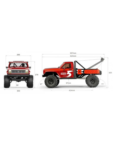 CROSS Kit de arrastre  EMOX5 1/8 RTR Brushless ROJO METAL+WINCH TRX INSTALADO - Imagen 15