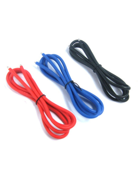 WPT-0031 Juego de cables de silicona plateados de 14 AWG (BK/BU/RD) - Imagen 1